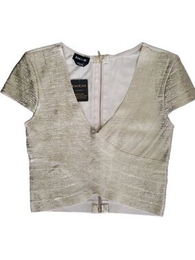 Bebe Cream Gold
Bandage Crop Top With Mesh Back